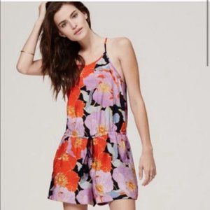 LOFT Drawstring Floral Romper
